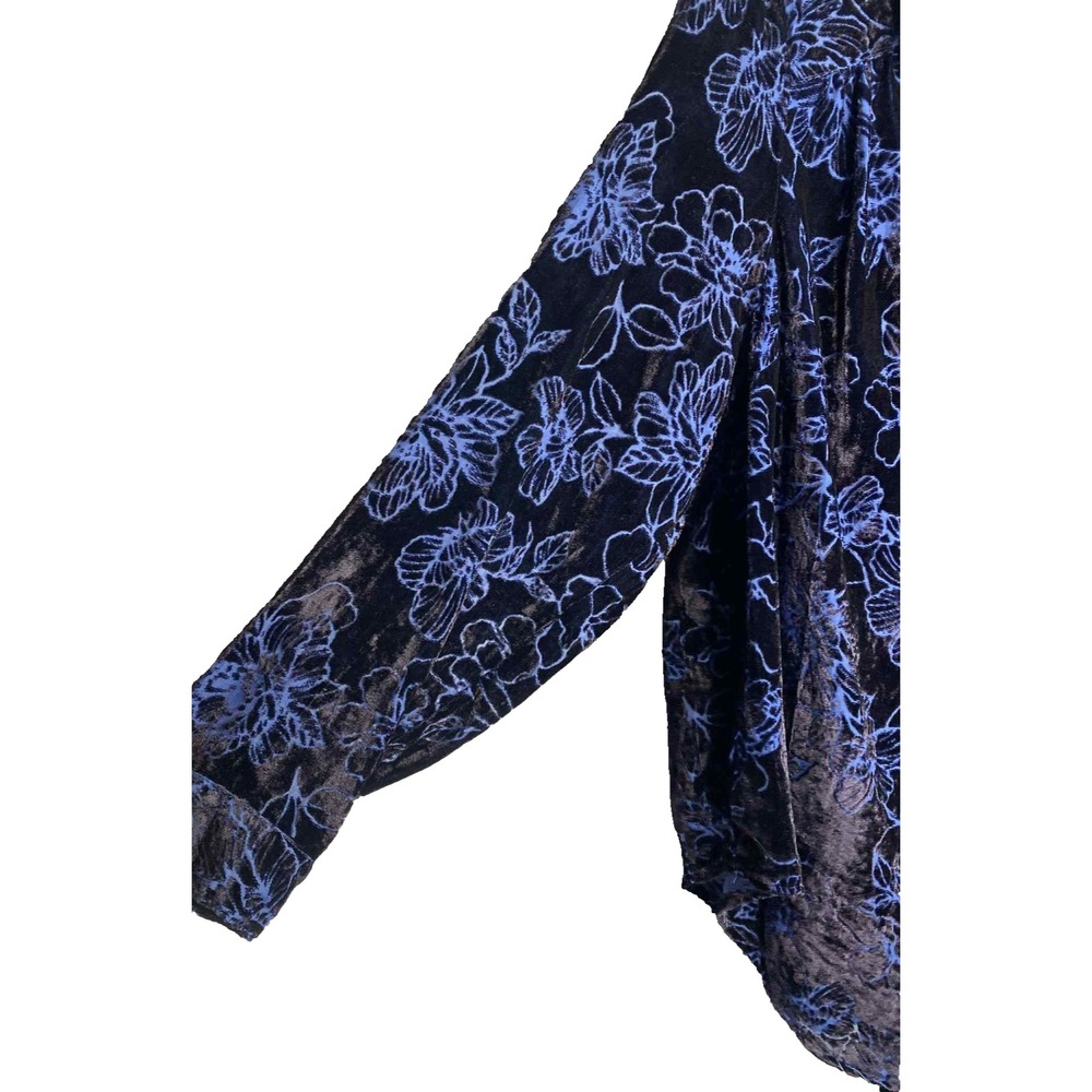 Torrid Women's Blue Madison Blouse Velvet Burnout Button Up Size 0X Dressy Luxe - Picture 4 of 8